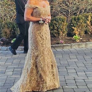Rene Ruiz Strapless Elegant Gold Dress